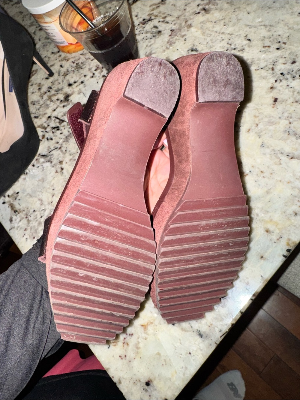 Women's Burgundy Leather Ankle-Strap Sandals - Picture 3 of 3